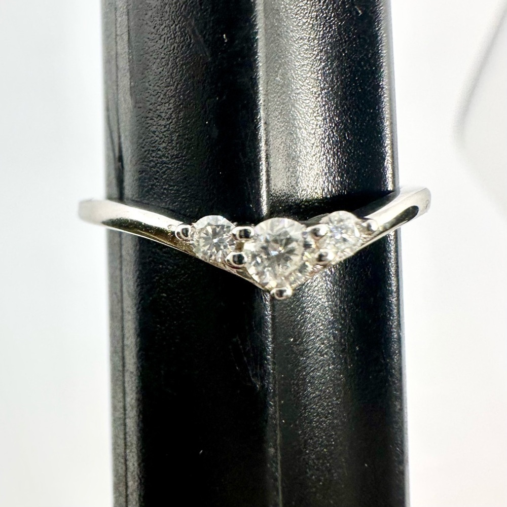 Moissanite Wedding Band Three Stone Anniversary Ring Guard Round GRA Certified - Picture 10 of 17